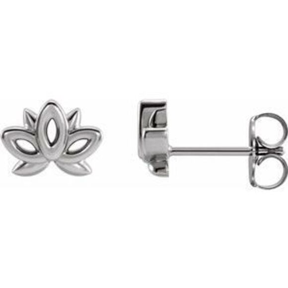 Kazi Luxury 14K White Gold Lotus Earrings